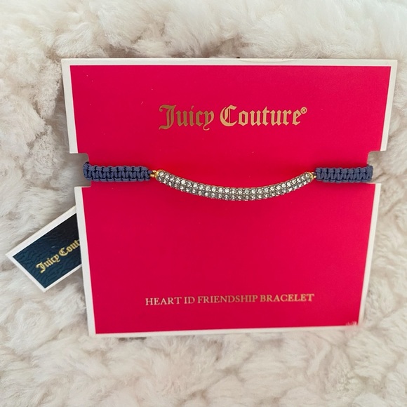 Juicy Couture Dark Blue Rope Gold Crystal Friendship Adjustable Bracelet NWT - Picture 4 of 8